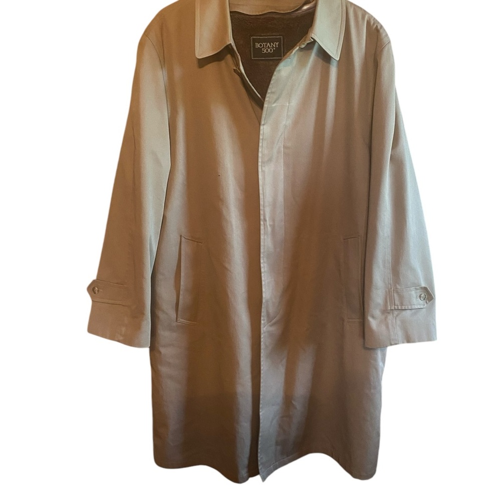 Men’s “Botany 500” Khaki Fir Lined Trench Coat-Size 42 Short - Picture 2 of 8
